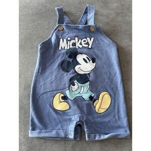 Disney Mickey Mouse Romper 24M Blue Shortalls One Piece Baby Toddler Outfit